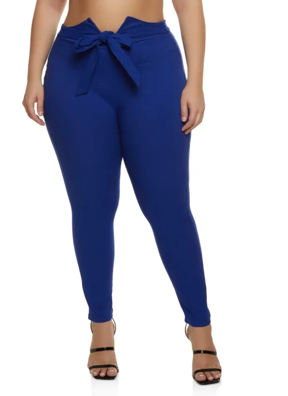 Plus Size Tie Front Waist Push Up Pants sold by Rainbow