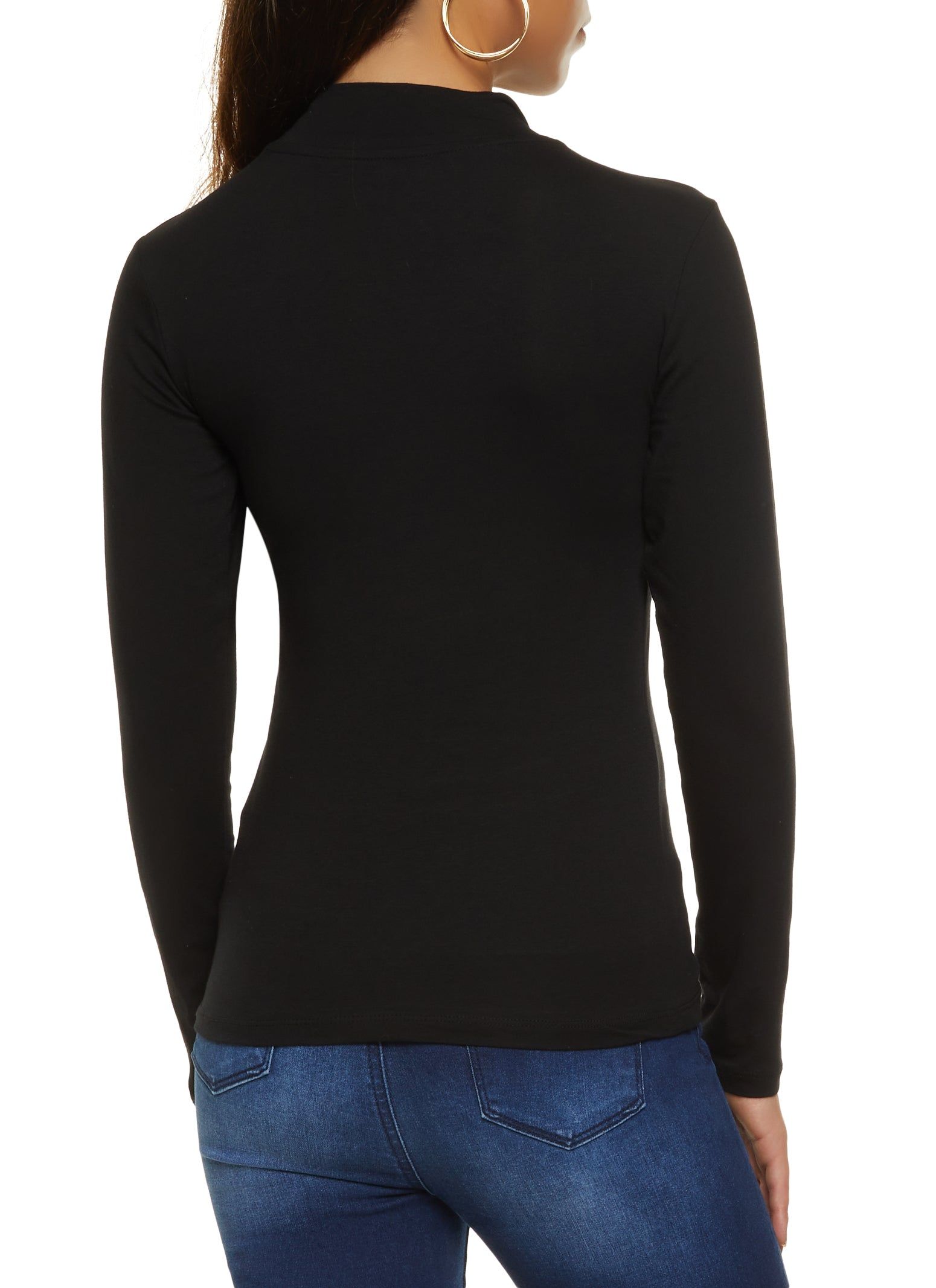 Solid Mock Neck Long Sleeve Tee sold by Rainbow product image thumbnail 2