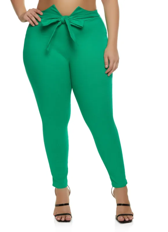 Plus Size Tie Front Waist Push Up Pants sold by Rainbow