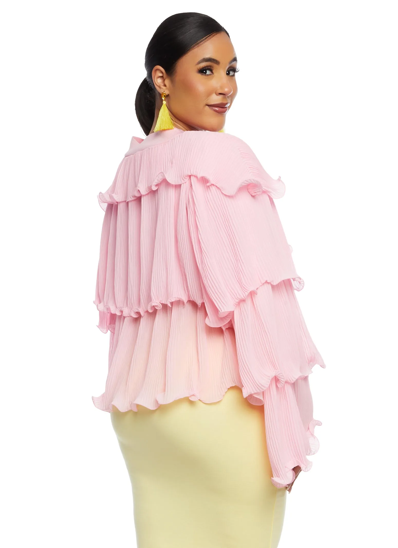 Plisse Ruffled Tiered Long Sleeve Blouse sold by Rainbow product image thumbnail 3