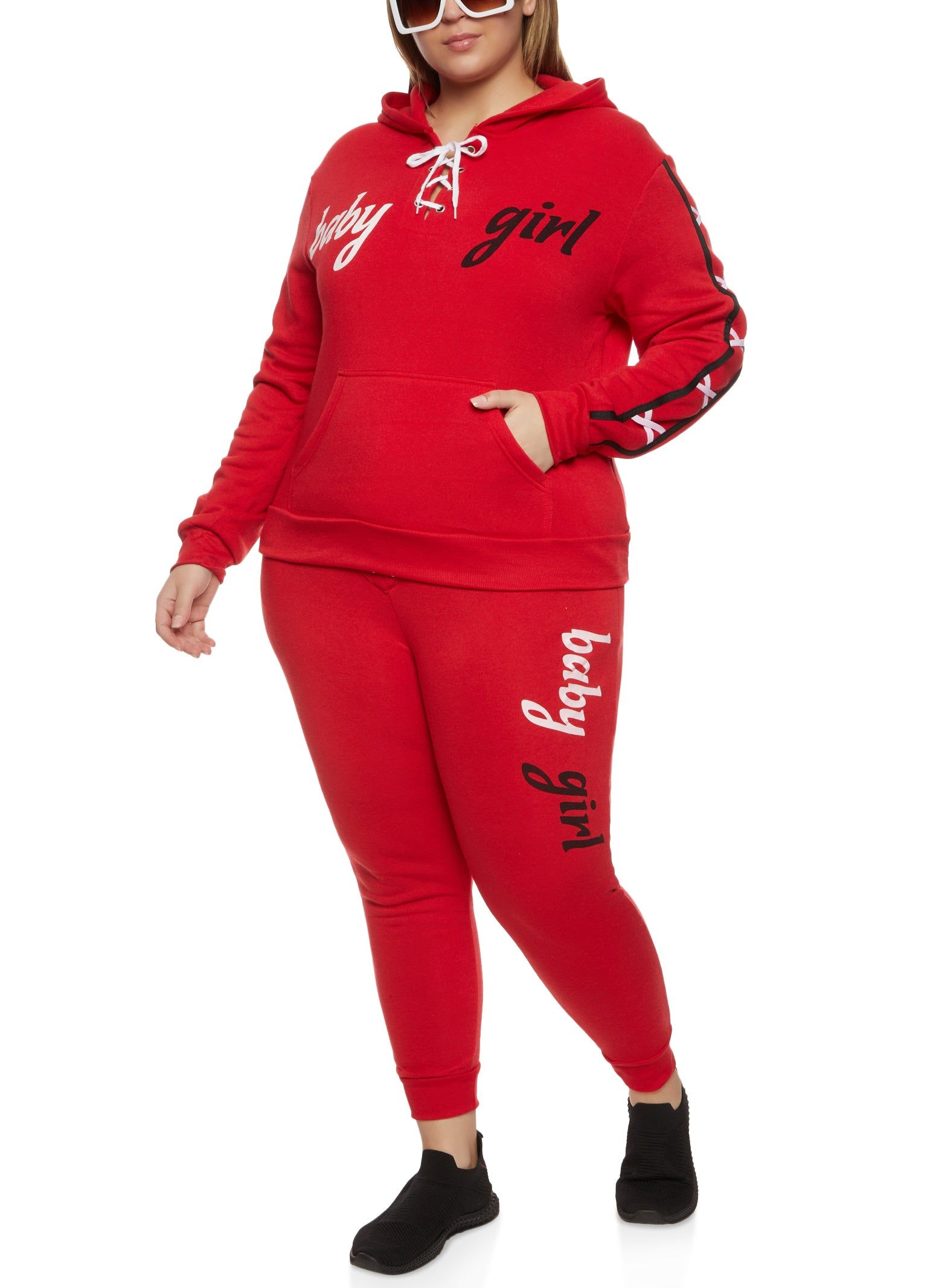 Plus Size Baby Girl Lace Up Detail Pullover Hoodie sold by Rainbow product image thumbnail 2