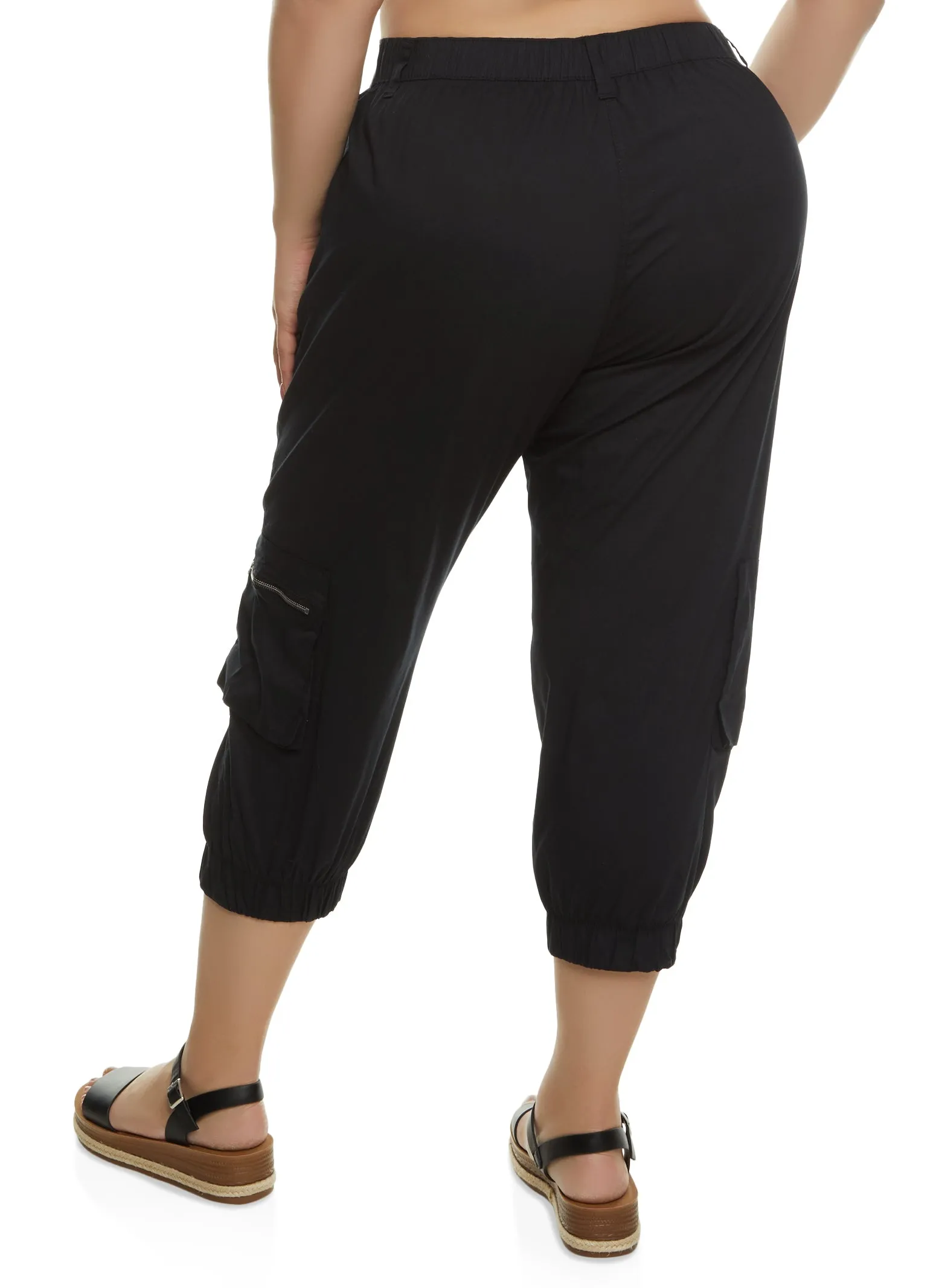 Plus Size Zipper Detail Cargo Pocket Capri Pants sold by Rainbow product image thumbnail 2