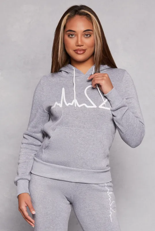 Heartbeat Graphic Pullover Hoodie sold by Rainbow