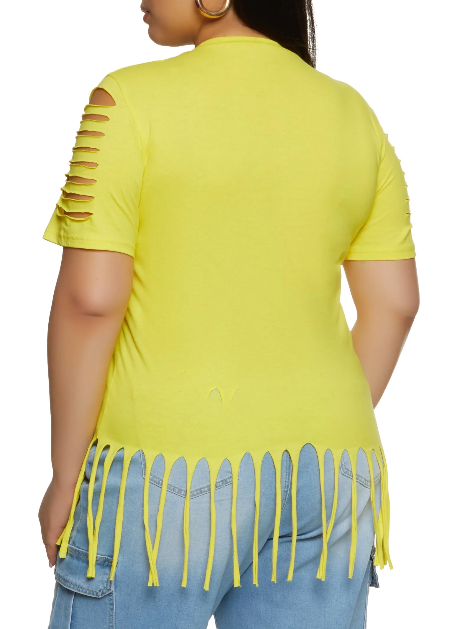 Plus Size Laser Cut Fringe Hem Tee sold by Rainbow product image thumbnail 2