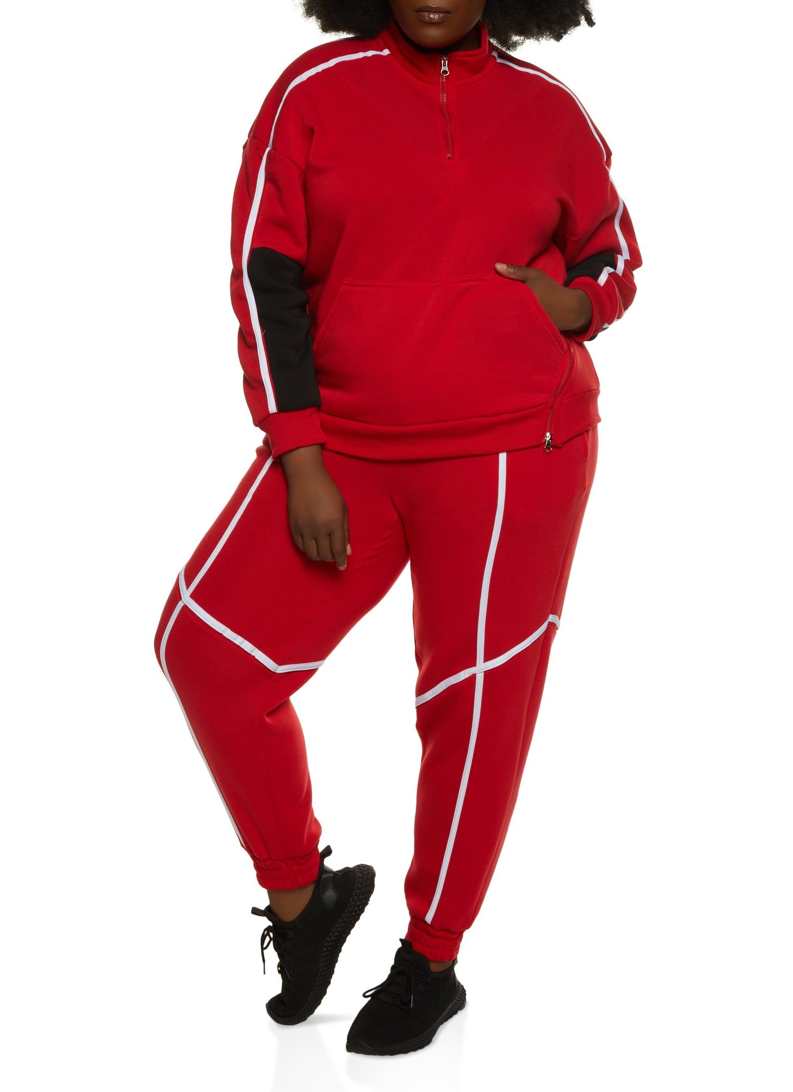 Plus Size Color Blocked Sleeve Half Zip Sweatshirt sold by Rainbow product image thumbnail 2