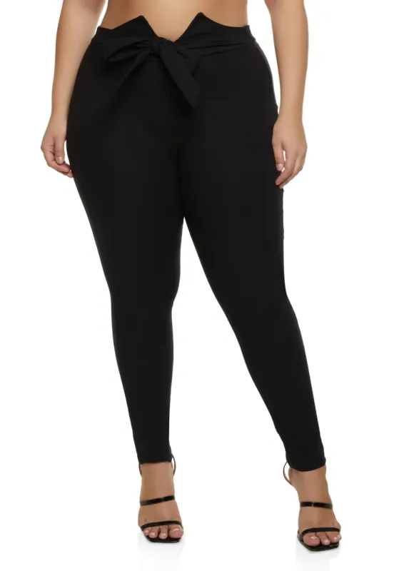 Plus Size Tie Front Waist Push Up Pants sold by Rainbow