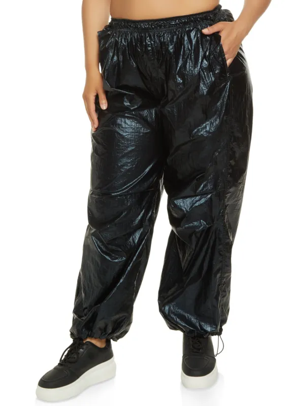 Plus Size Metallic Parachute Pants sold by Rainbow