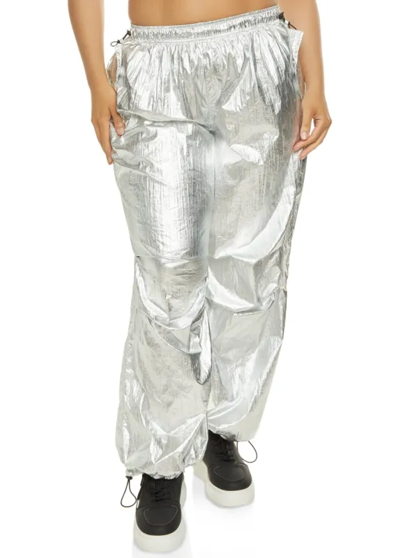 Plus Size Metallic Parachute Pants sold by Rainbow