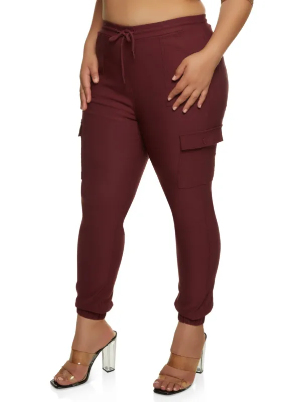 Plus Size Stretch Cargo Pocket Joggers sold by Rainbow