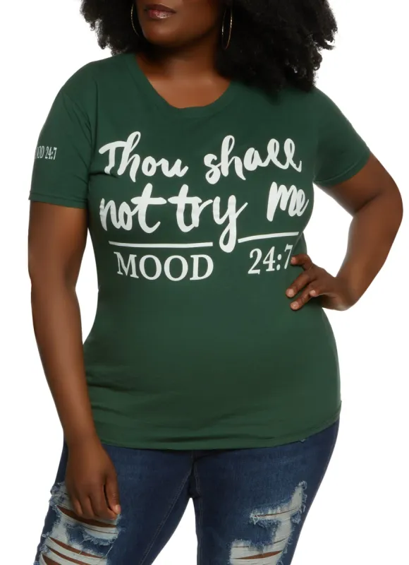 Plus Size Shall Not Try Me Graphic Tee sold by Rainbow