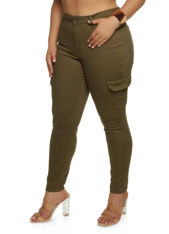 Plus Size WAX Cargo Pocket Skinny Pants sold by Rainbow