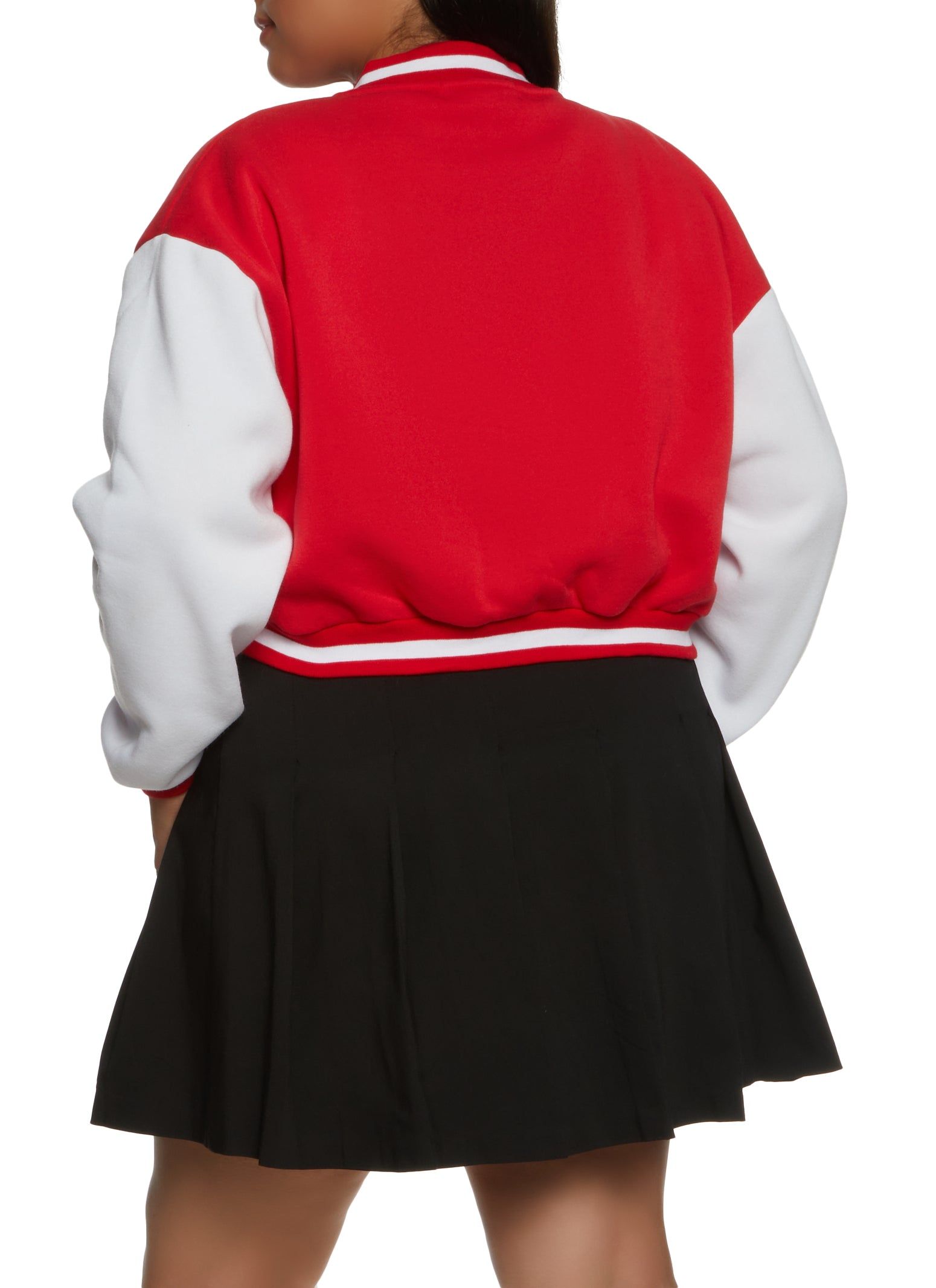 Plus Size Color Blocked Cropped Letterman Jacket sold by Rainbow product image thumbnail 3