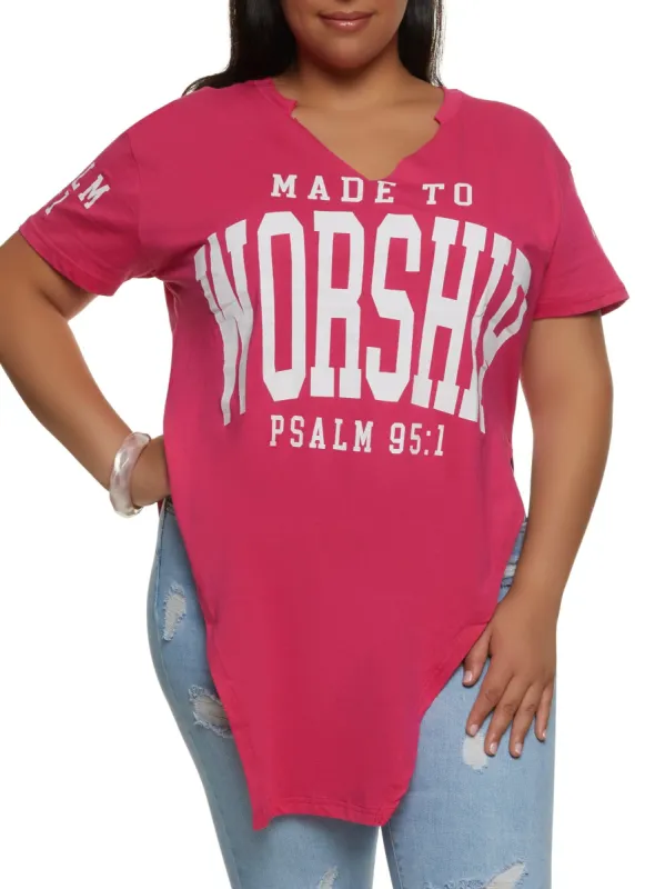 Plus Size Made to Worship Hanky Hem Graphic Tee sold by Rainbow