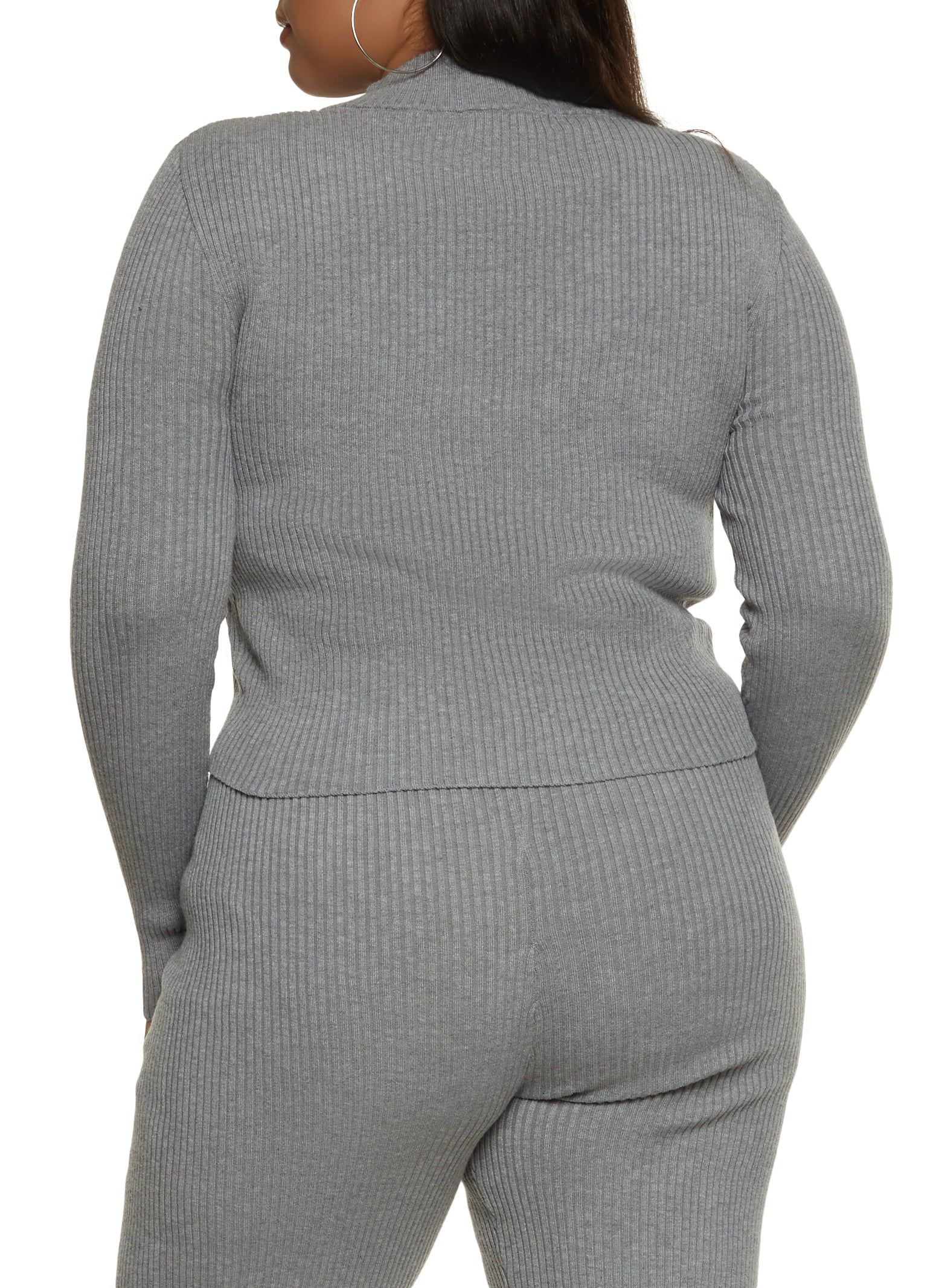 Plus Size Rib Knit Half Zip Cropped Sweater sold by Rainbow product image thumbnail 3