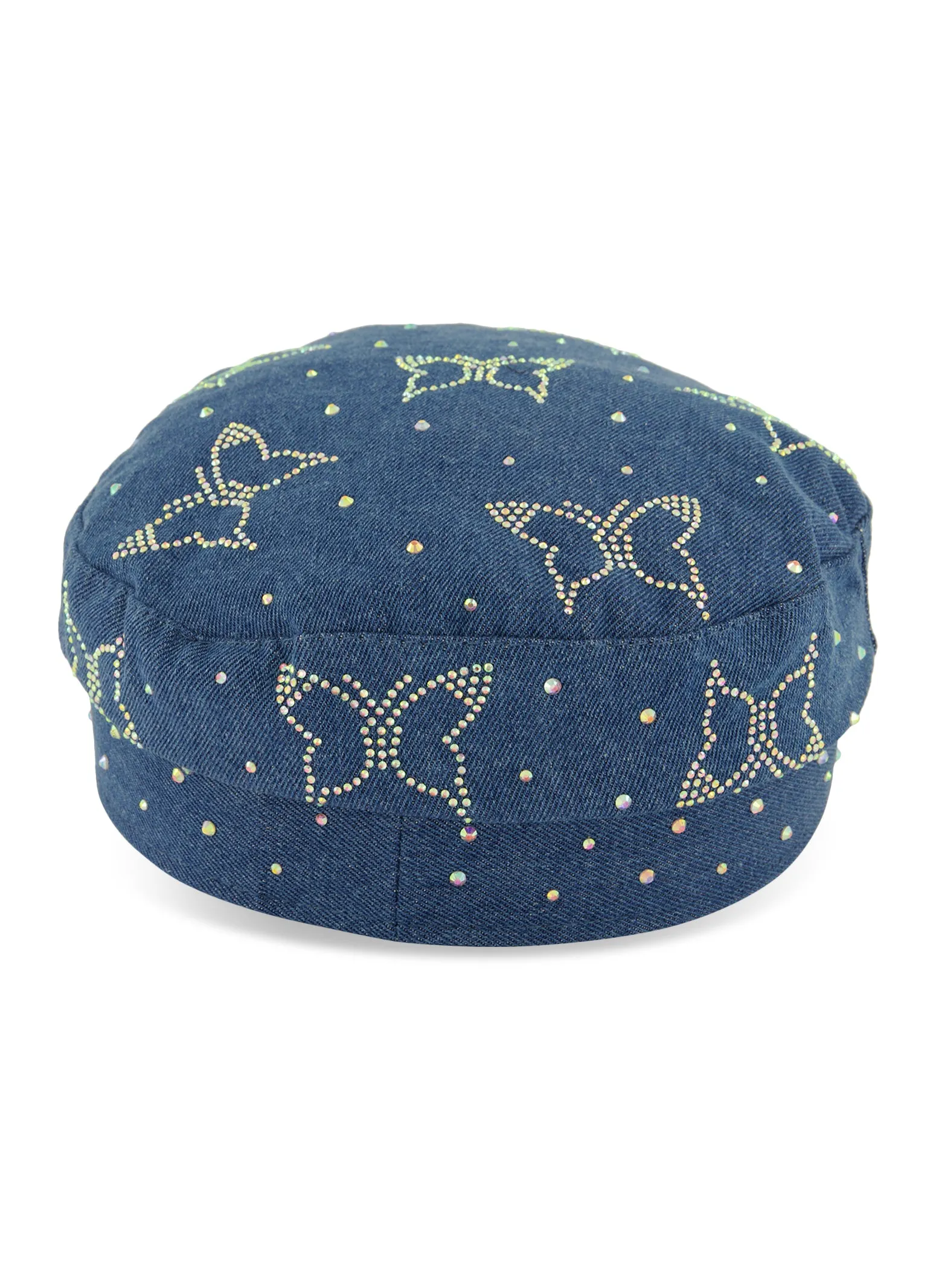 Butterfly Rhinestone Denim Cabbie Hat sold by Rainbow product image thumbnail 3