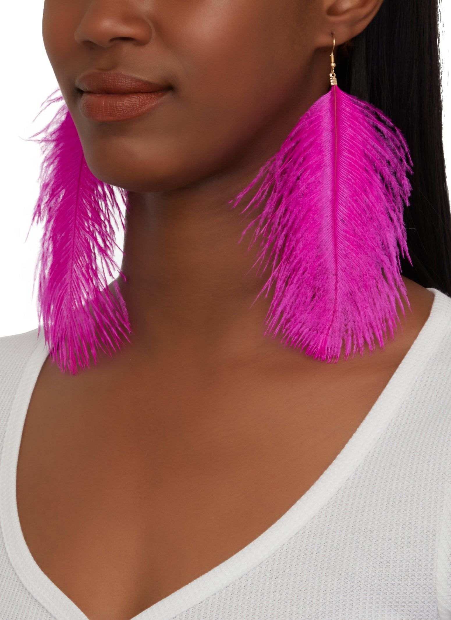Fluffy Feather Drop Earrings sold by Rainbow