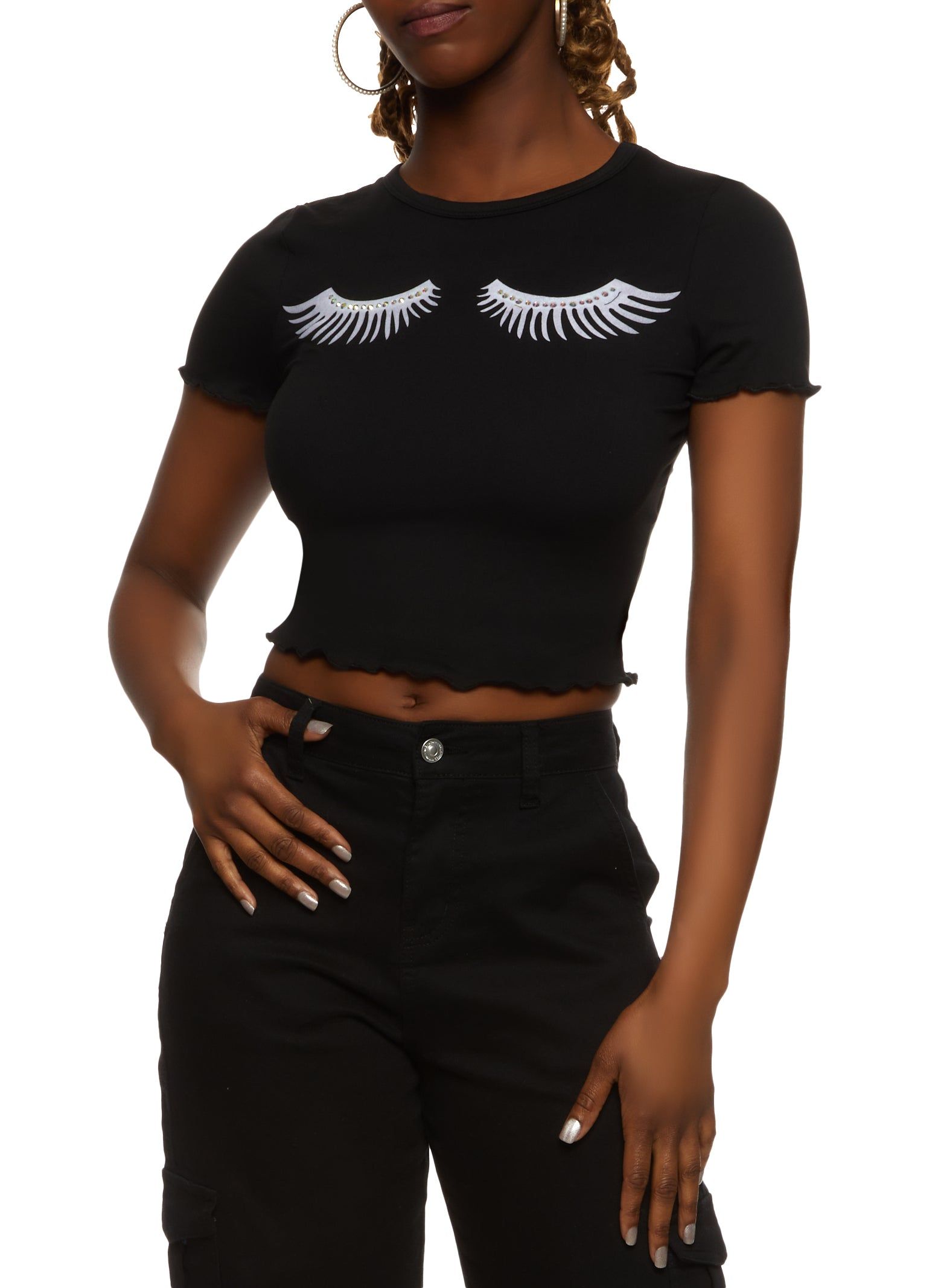 Rhinestone Graphic Crop Top sold by Rainbow