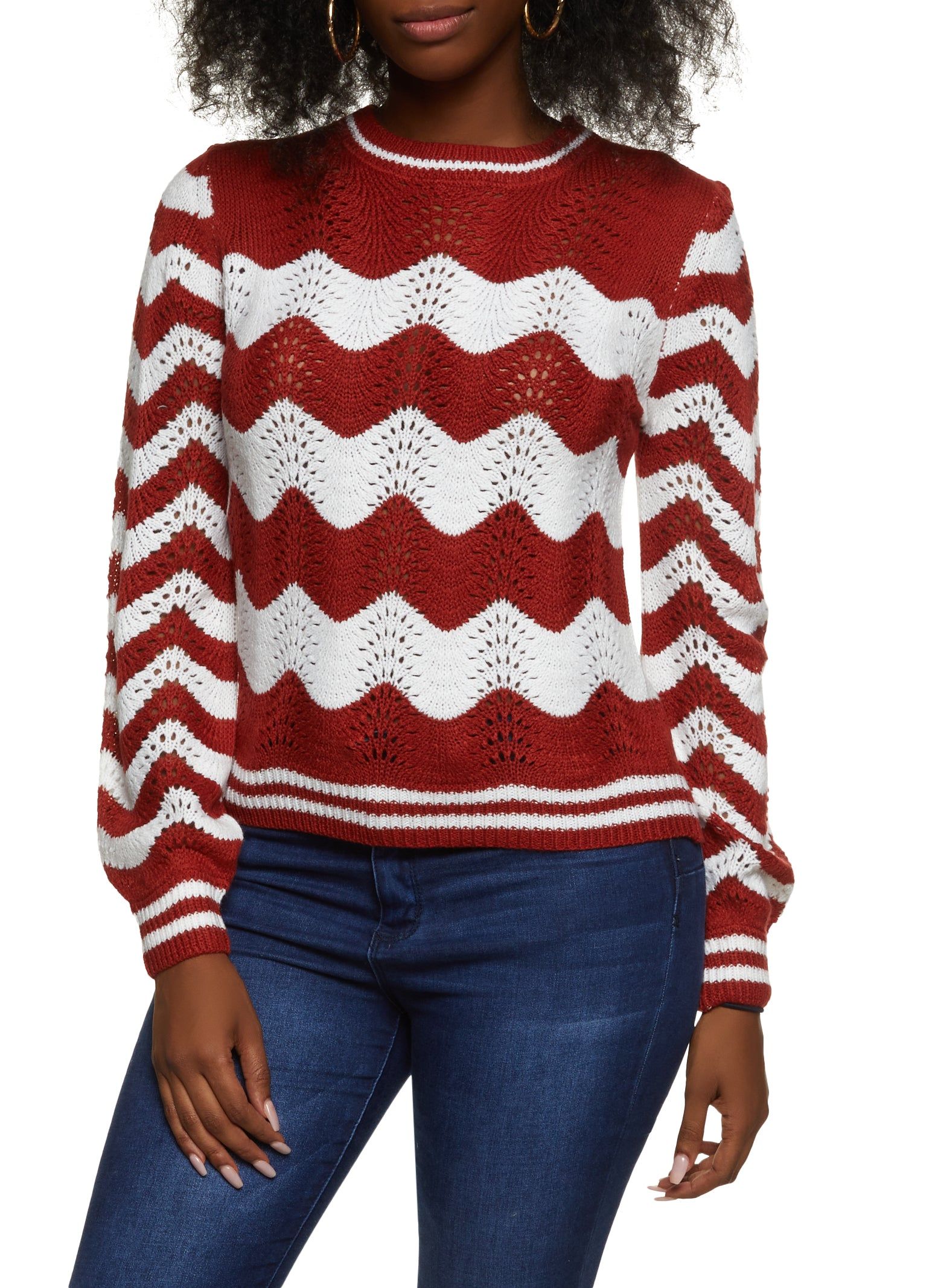 Chevron Striped Pullover Sweater sold by Rainbow