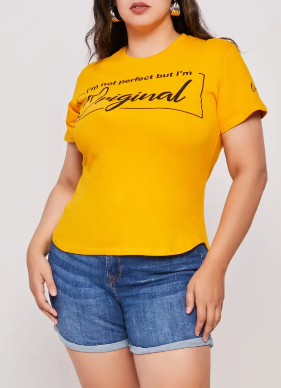 Plus Size Not Perfect High Low Tee sold by Rainbow