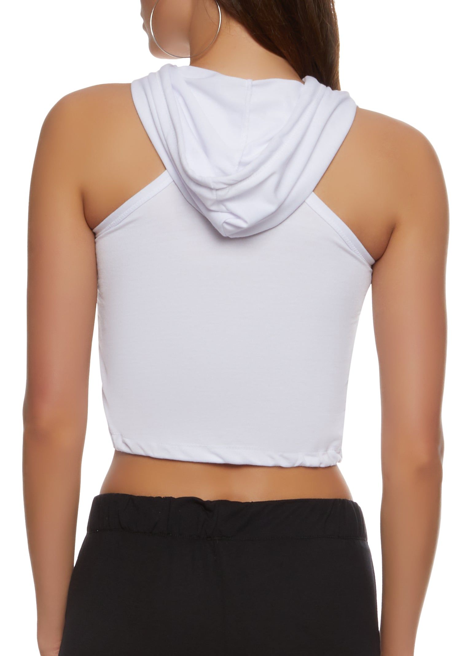 Hooded Drawstring Cropped Tank Top sold by Rainbow product image thumbnail 3