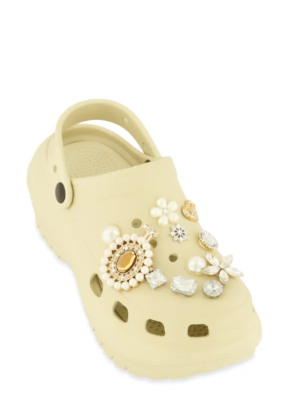 Rhinestone Charm Platform Slingback Clogs sold by Rainbow