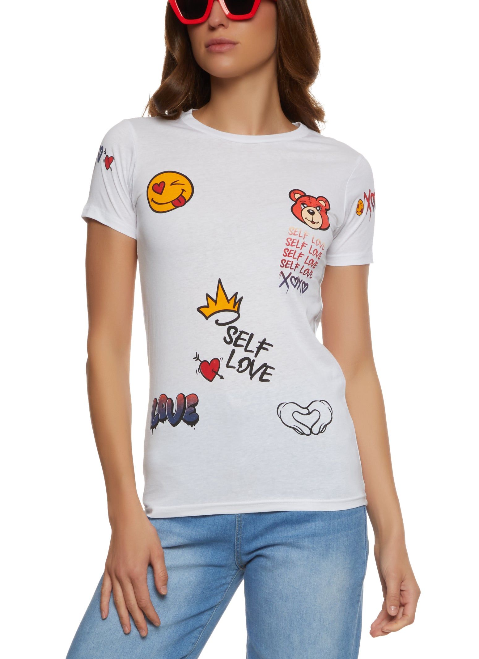 Self Love Graphic Crew Neck T Shirt sold by Rainbow