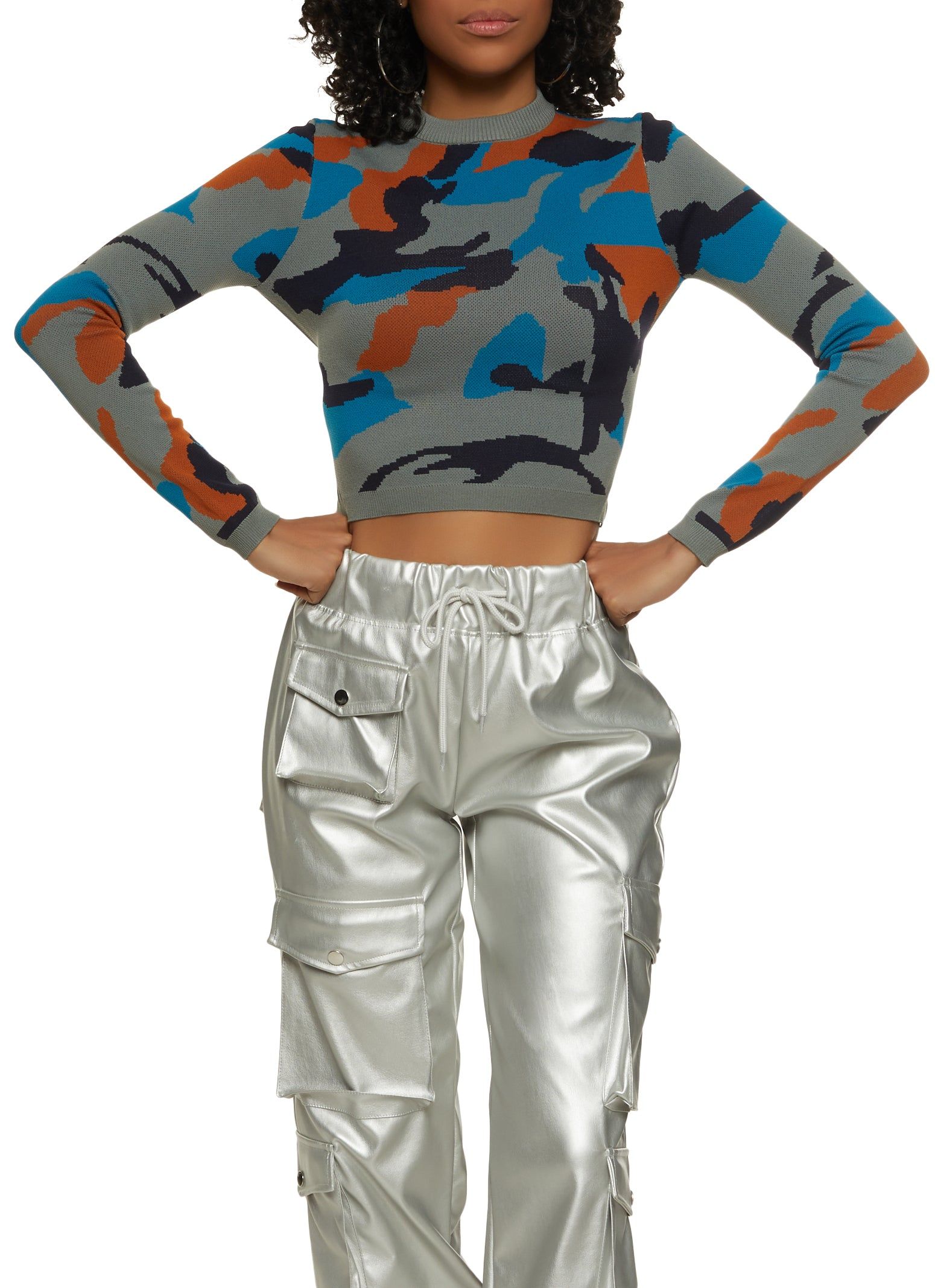 Camo Lace Up Back Crop Top sold by Rainbow product image thumbnail 2