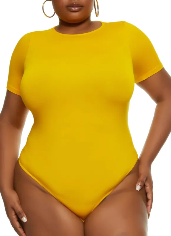 Plus Size Seamless Crew Neck Bodysuit sold by Rainbow
