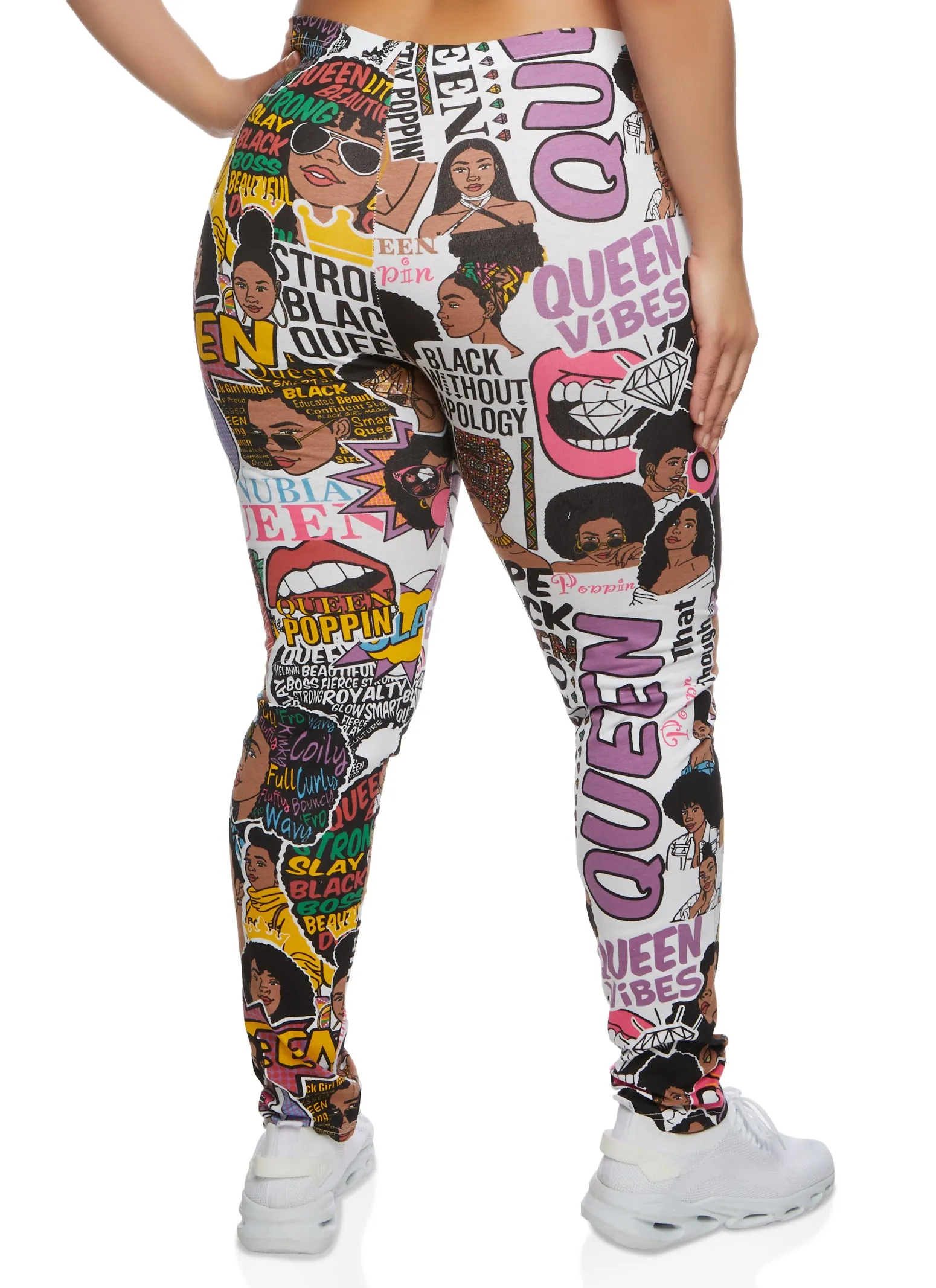 Plus Size Afro Queen Graphic Print Leggings sold by Rainbow product image thumbnail 2