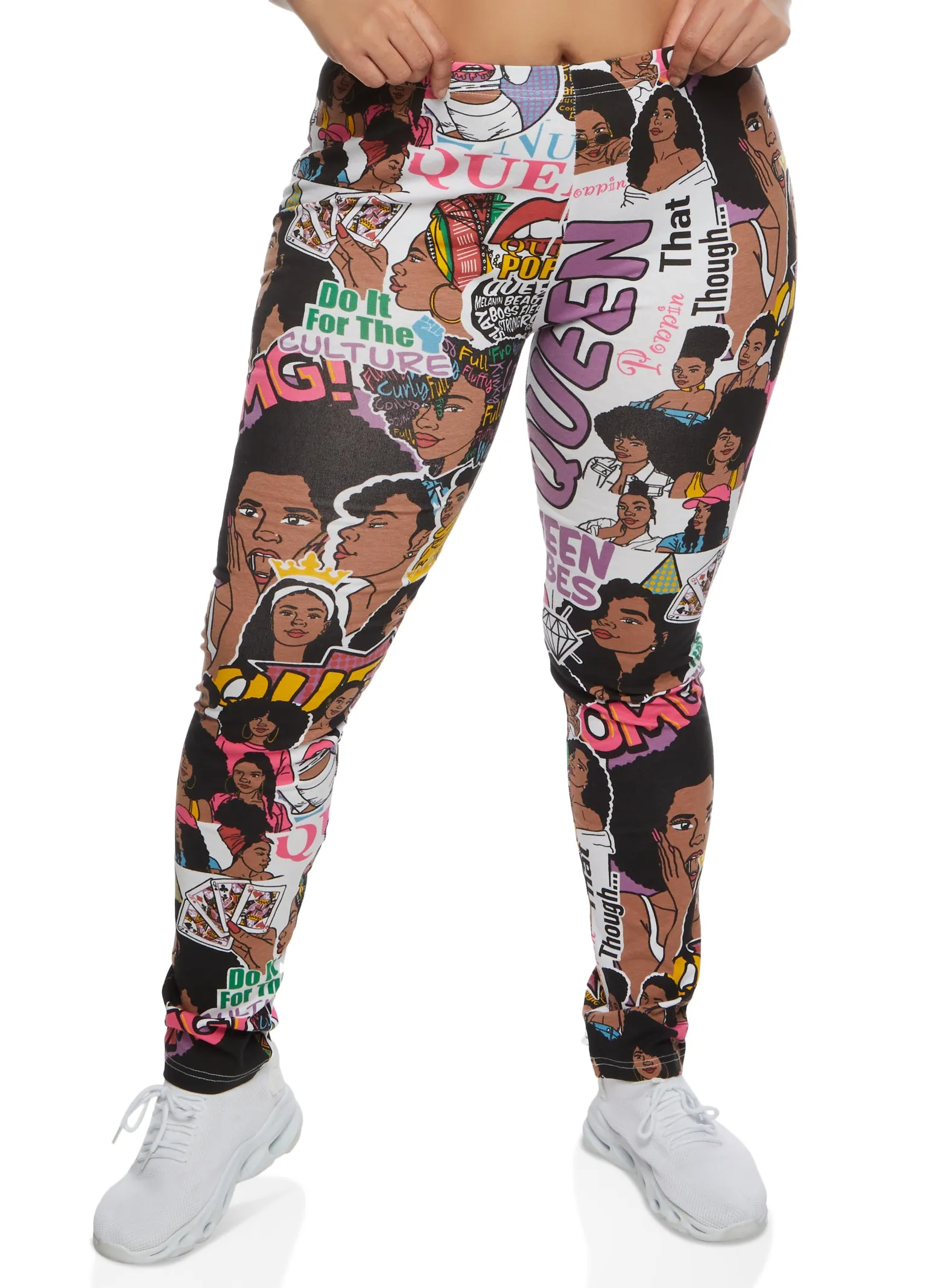 Plus Size Afro Queen Graphic Print Leggings sold by Rainbow