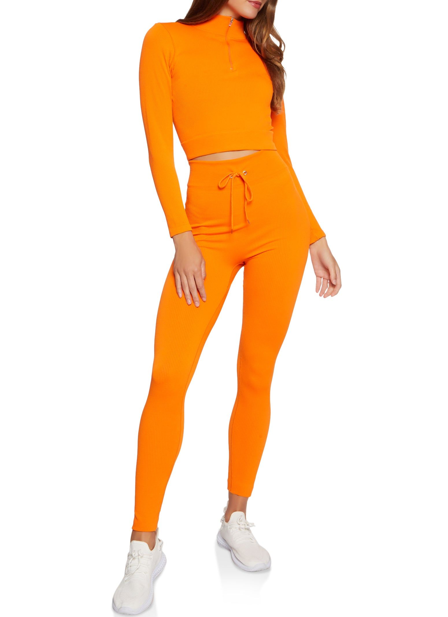 Seamless Compression Rib Half Zip Crop Top sold by Rainbow product image thumbnail 2