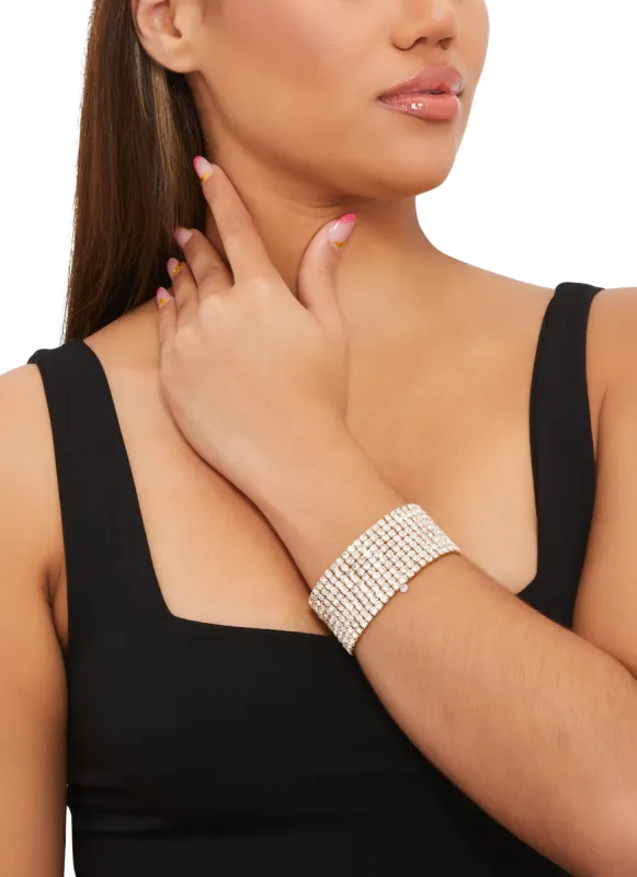 Plus Size Rhinestone Stretch Bracelet sold by Rainbow