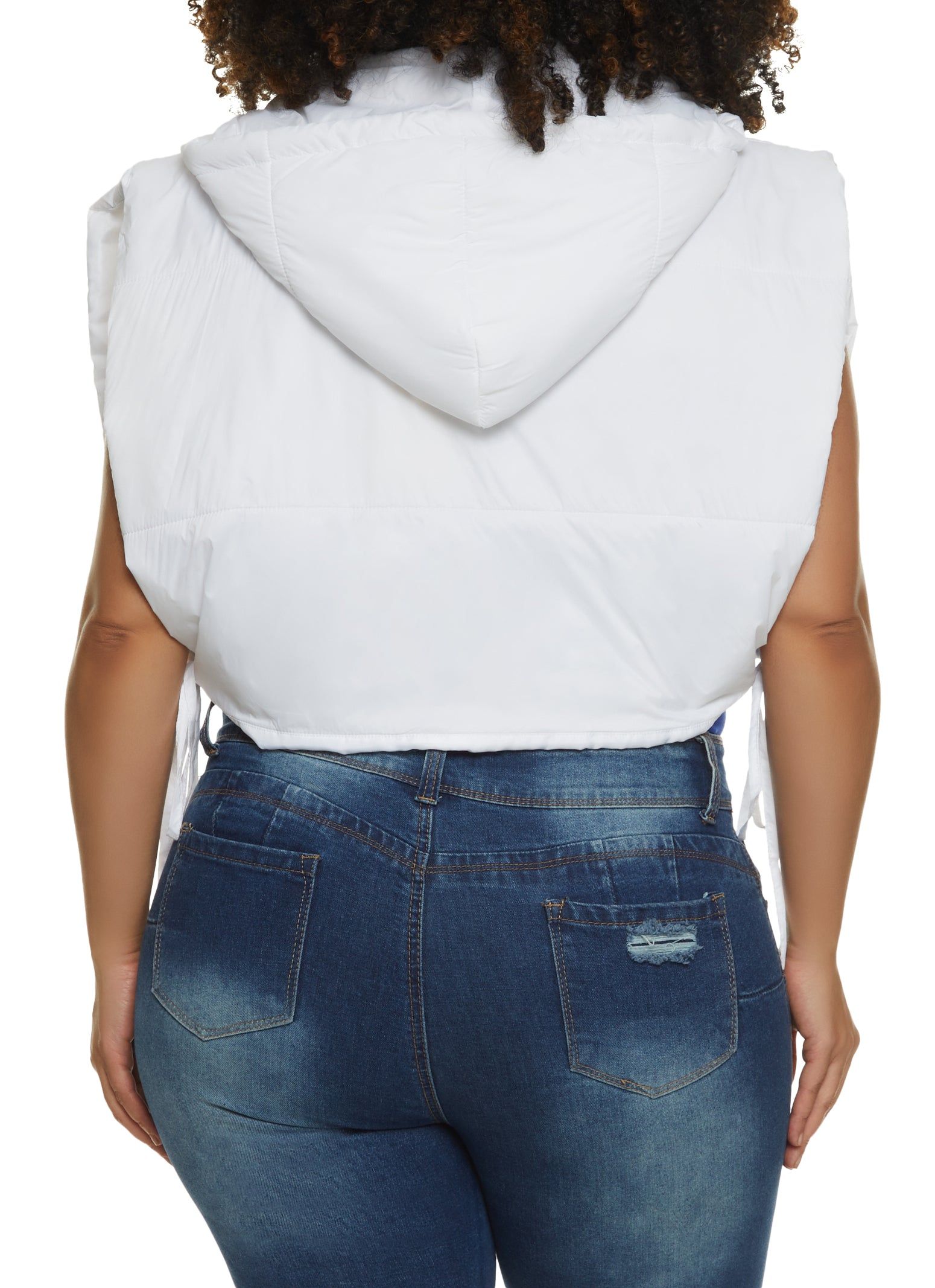 Plus Size Side Tie Cropped Hooded Puffer Vest sold by Rainbow product image thumbnail 2
