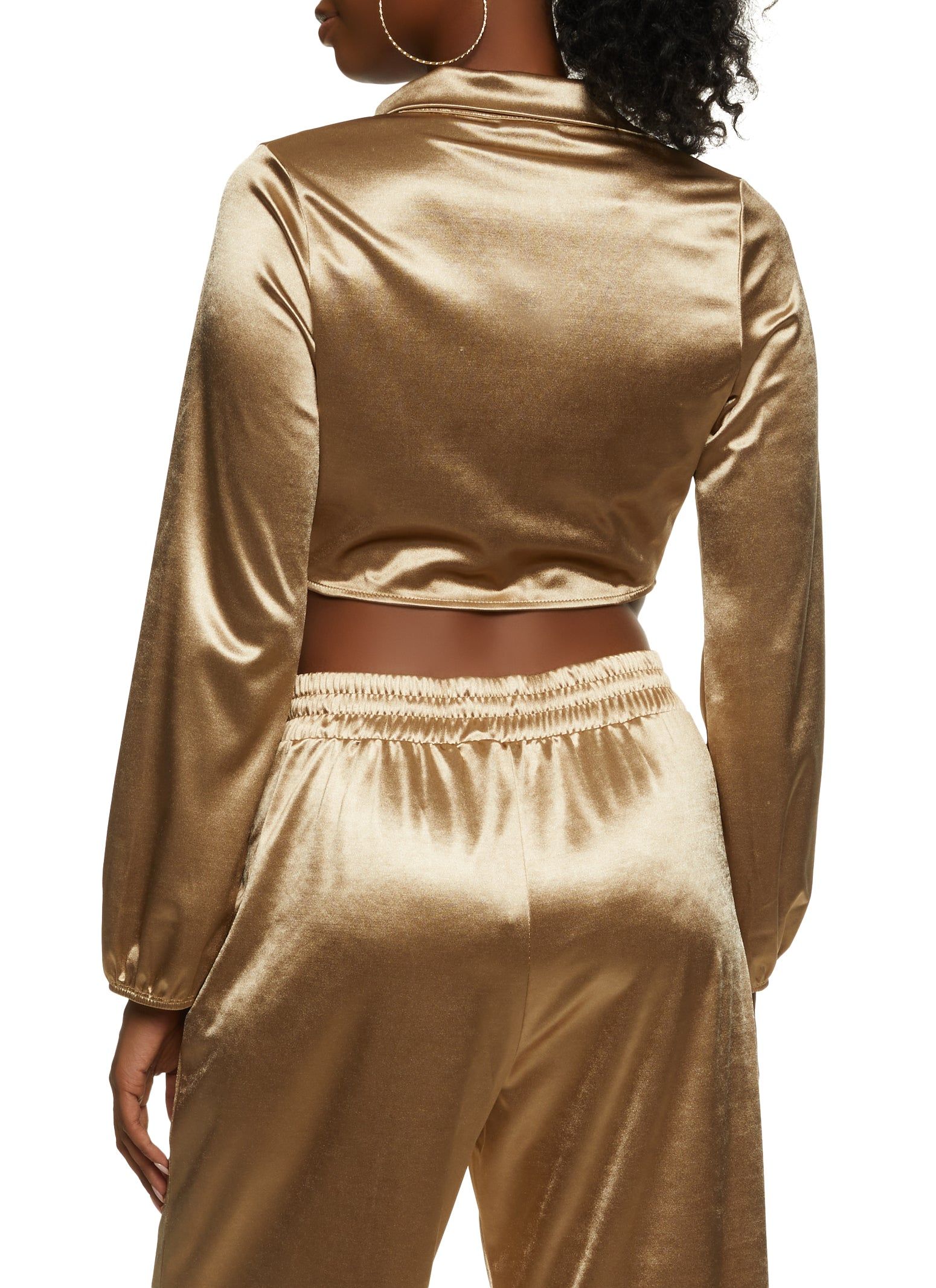 Spandex Tie Front Crop Top sold by Rainbow product image thumbnail 3