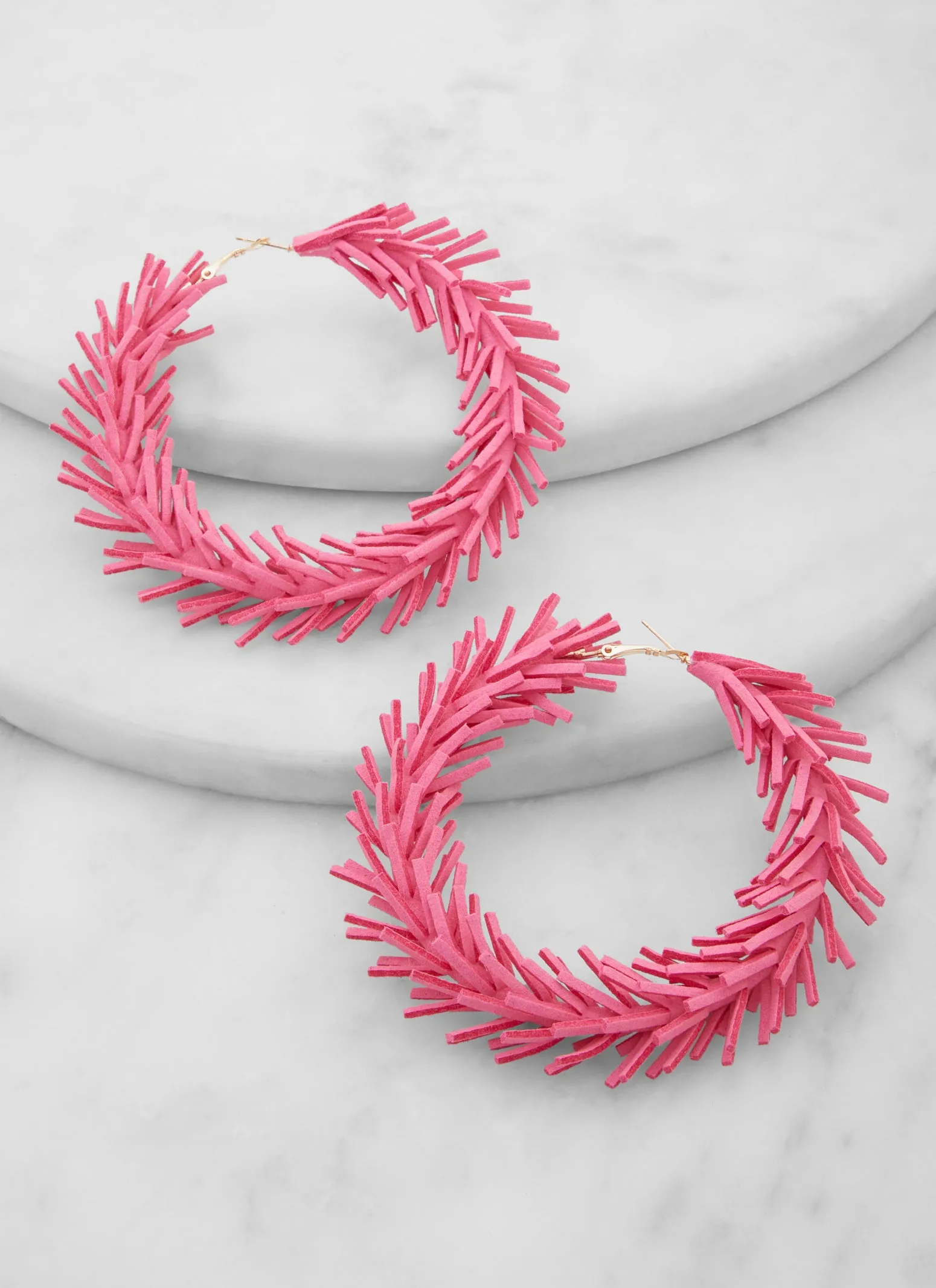 Solid Faux Suede Fringe Hoop Earrings sold by Rainbow product image thumbnail 2