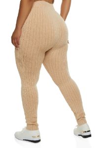 Plus Size Seamless Cable Knit Leggings sold by Rainbow