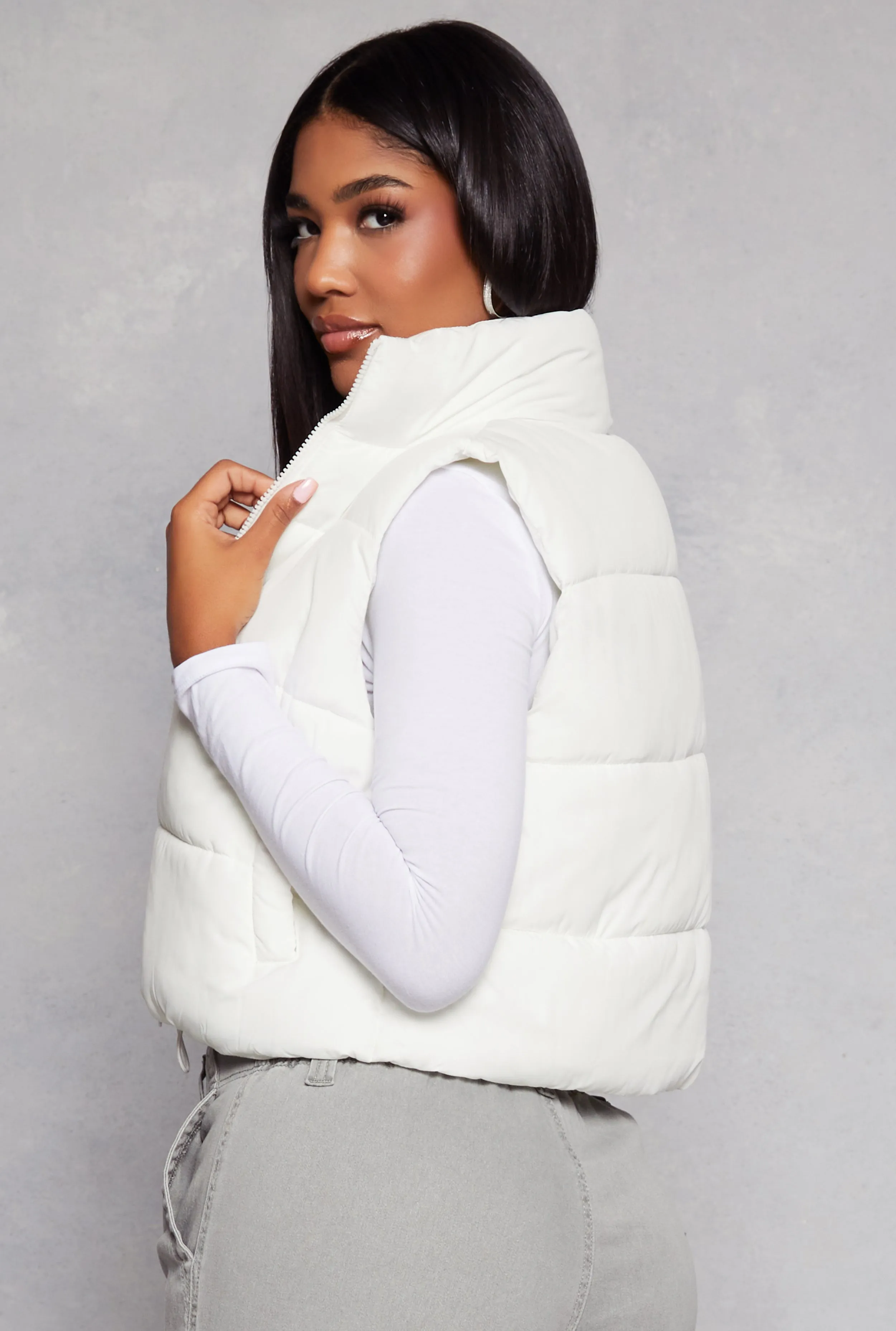 Almost Famous Zip Front Puffer Vest sold by Rainbow product image thumbnail 3