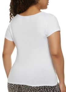 Plus Size Hello Glasses Knot Front Tee sold by Rainbow