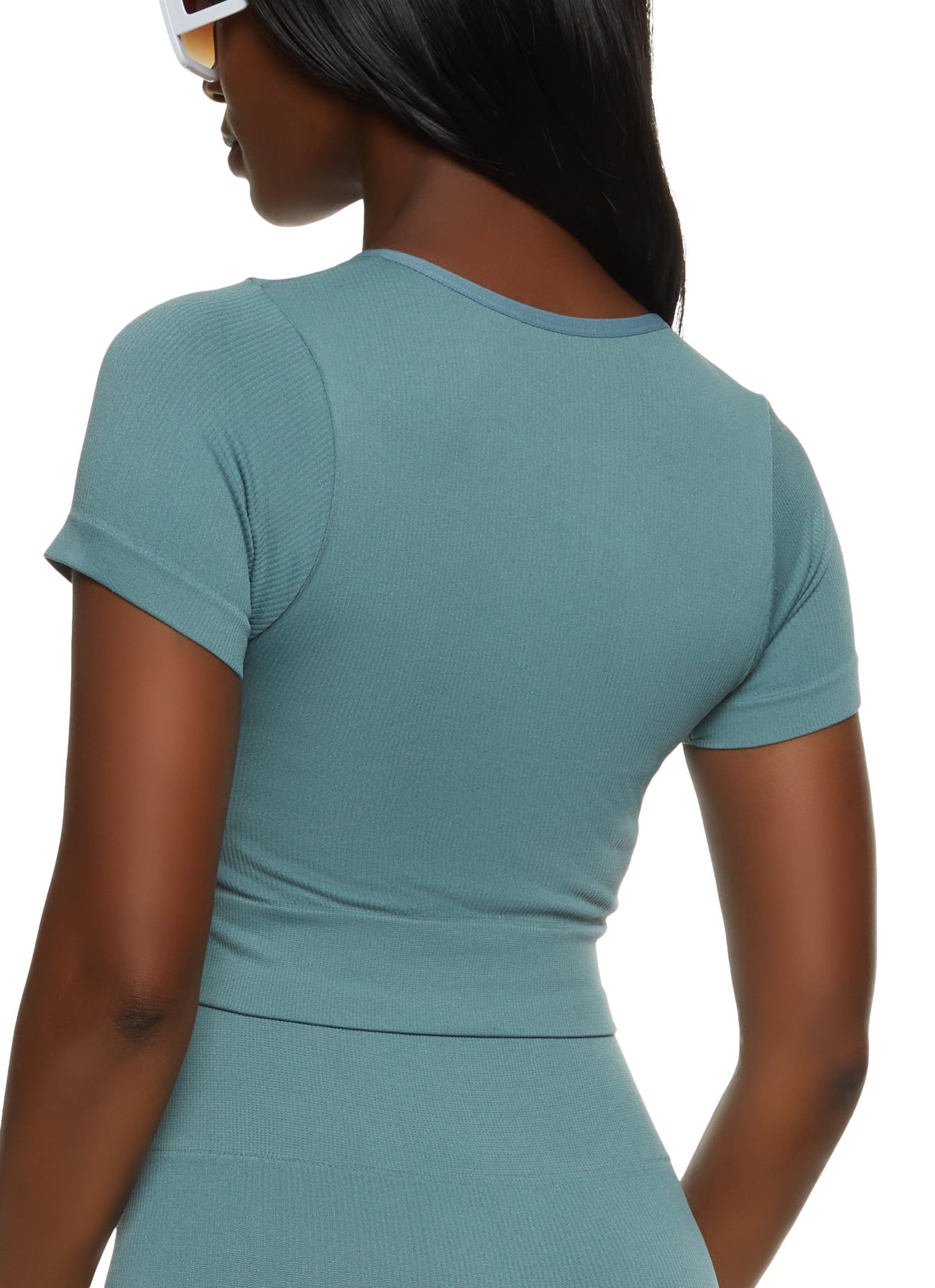 Compression Rib Notch Neck Crop Top sold by Rainbow product image thumbnail 3