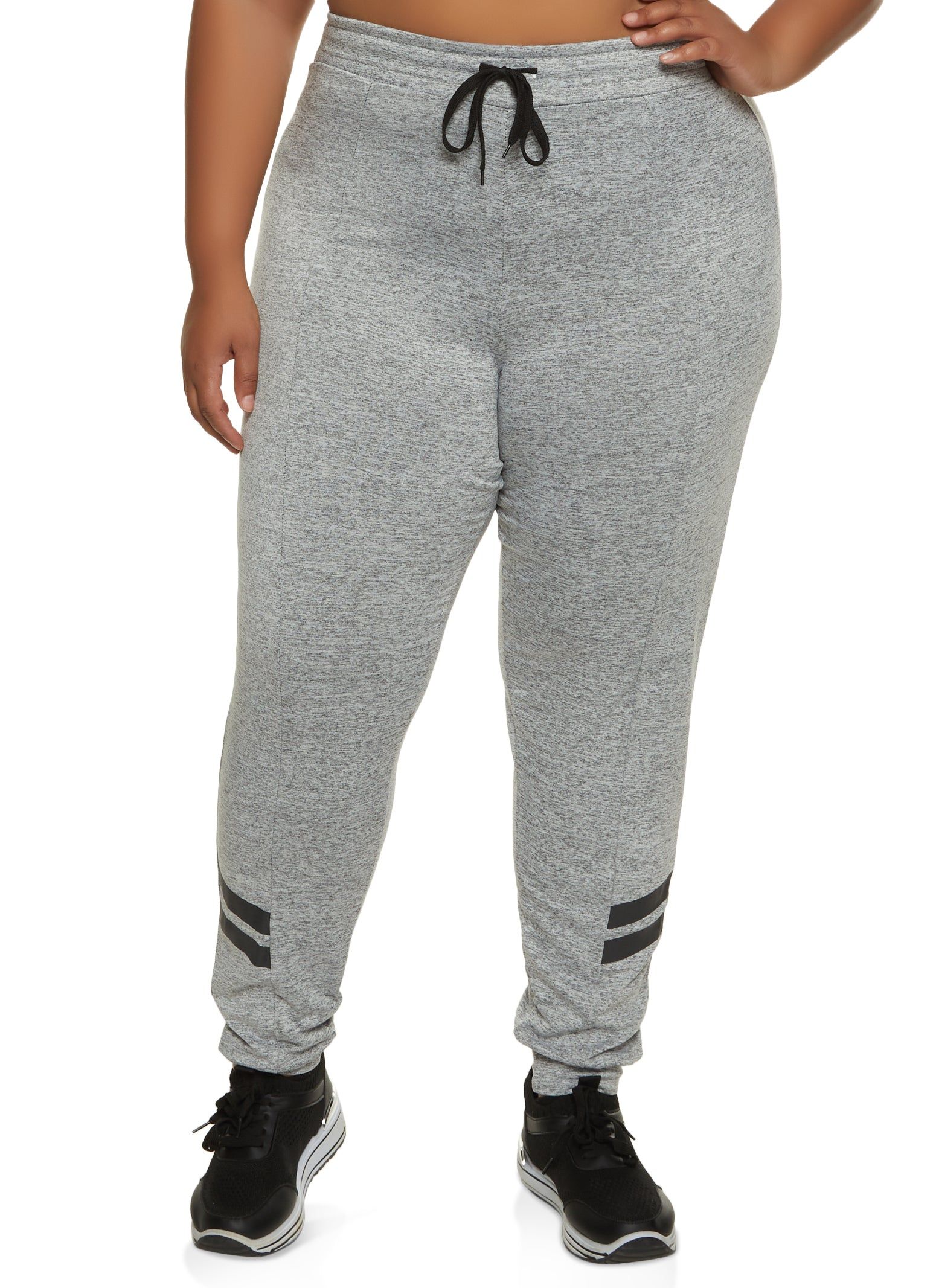 Plus Size Varsity Stripe Detail High Waist Joggers sold by Rainbow