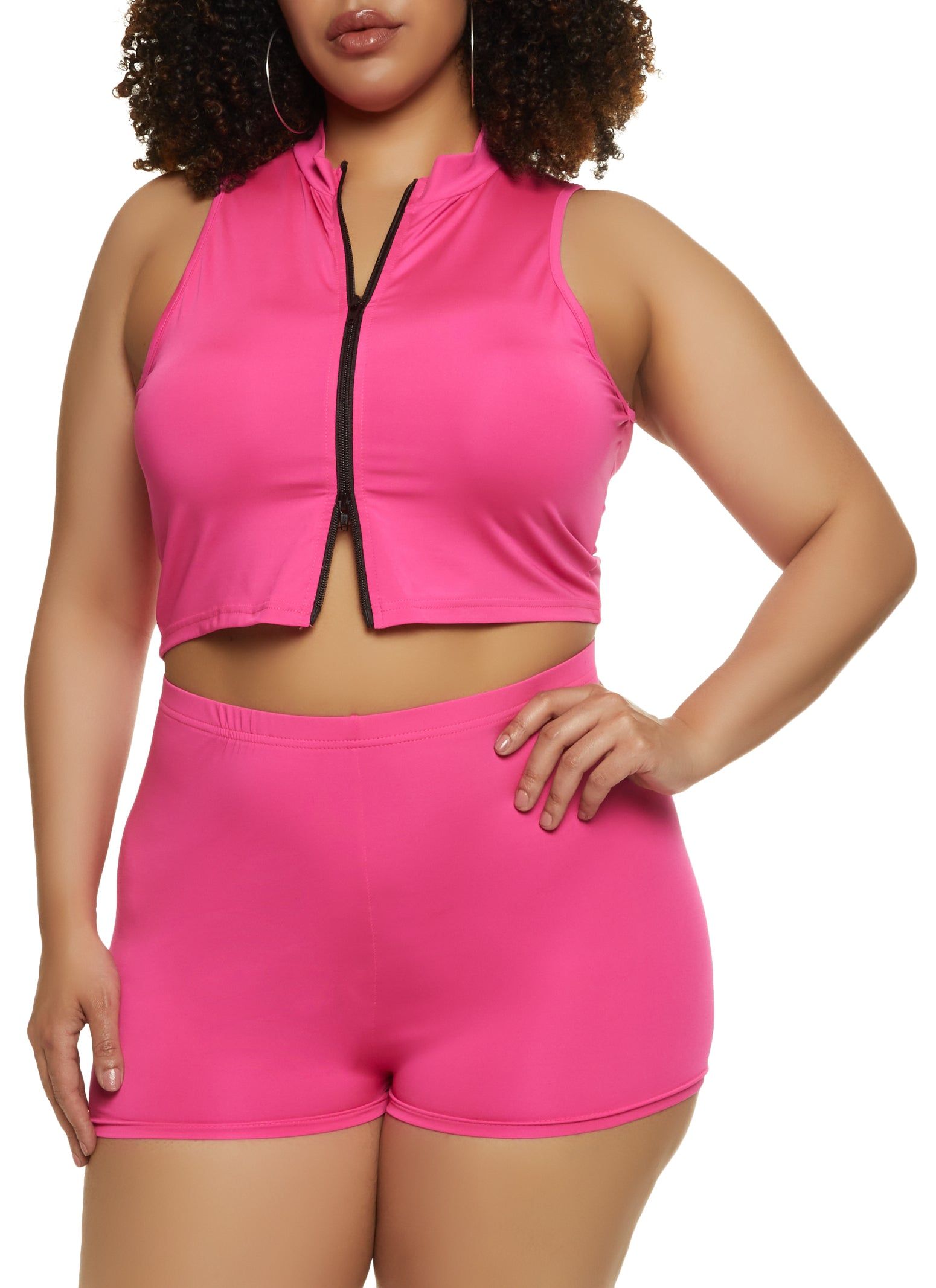 Plus Size Zip Up Cropped Tank Top sold by Rainbow product image thumbnail 2