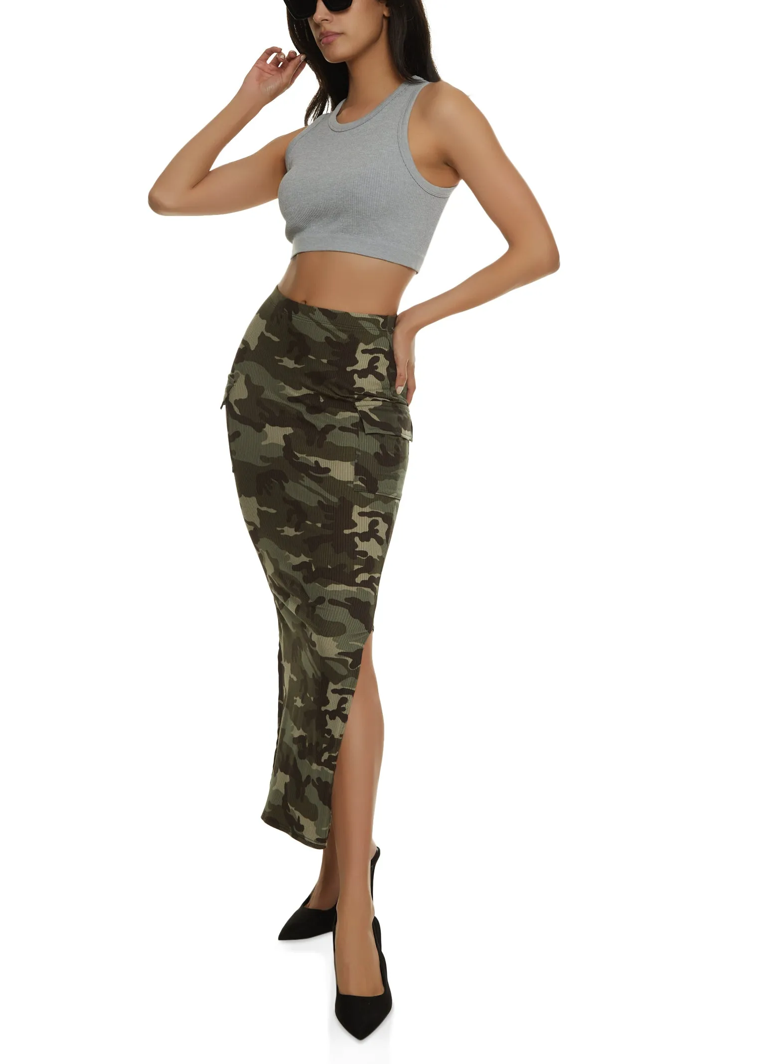 Camo Cargo Pocket Maxi Skirt sold by Rainbow product image thumbnail 2