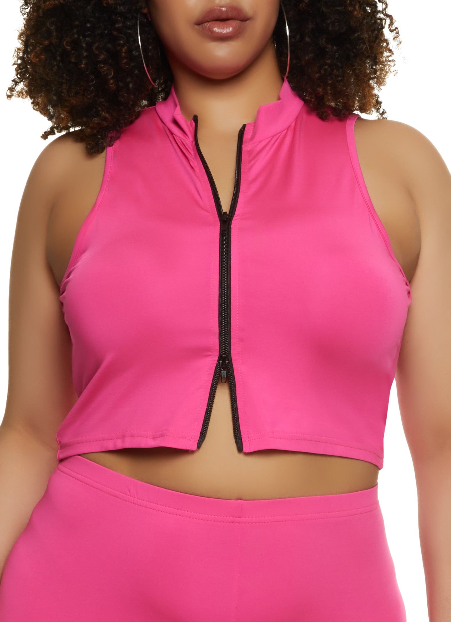 Plus Size Zip Up Cropped Tank Top sold by Rainbow