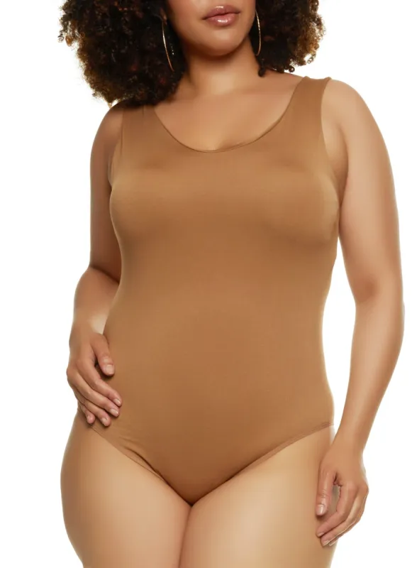 Plus Size Seamless Scoop Neck Bodysuit sold by Rainbow