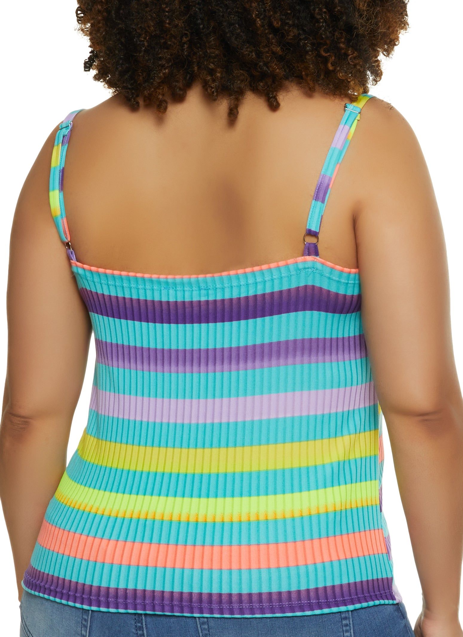 Plus Size Rib Knit Striped Button Front Cami sold by Rainbow product image thumbnail 2