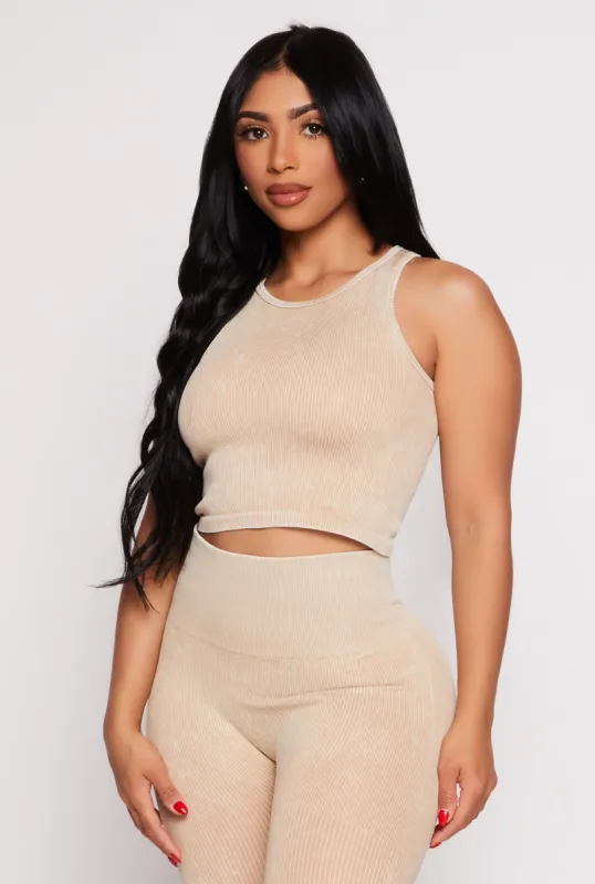 Daisy Acid Wash Ribbed Crew Neck Tank Top sold by Rainbow