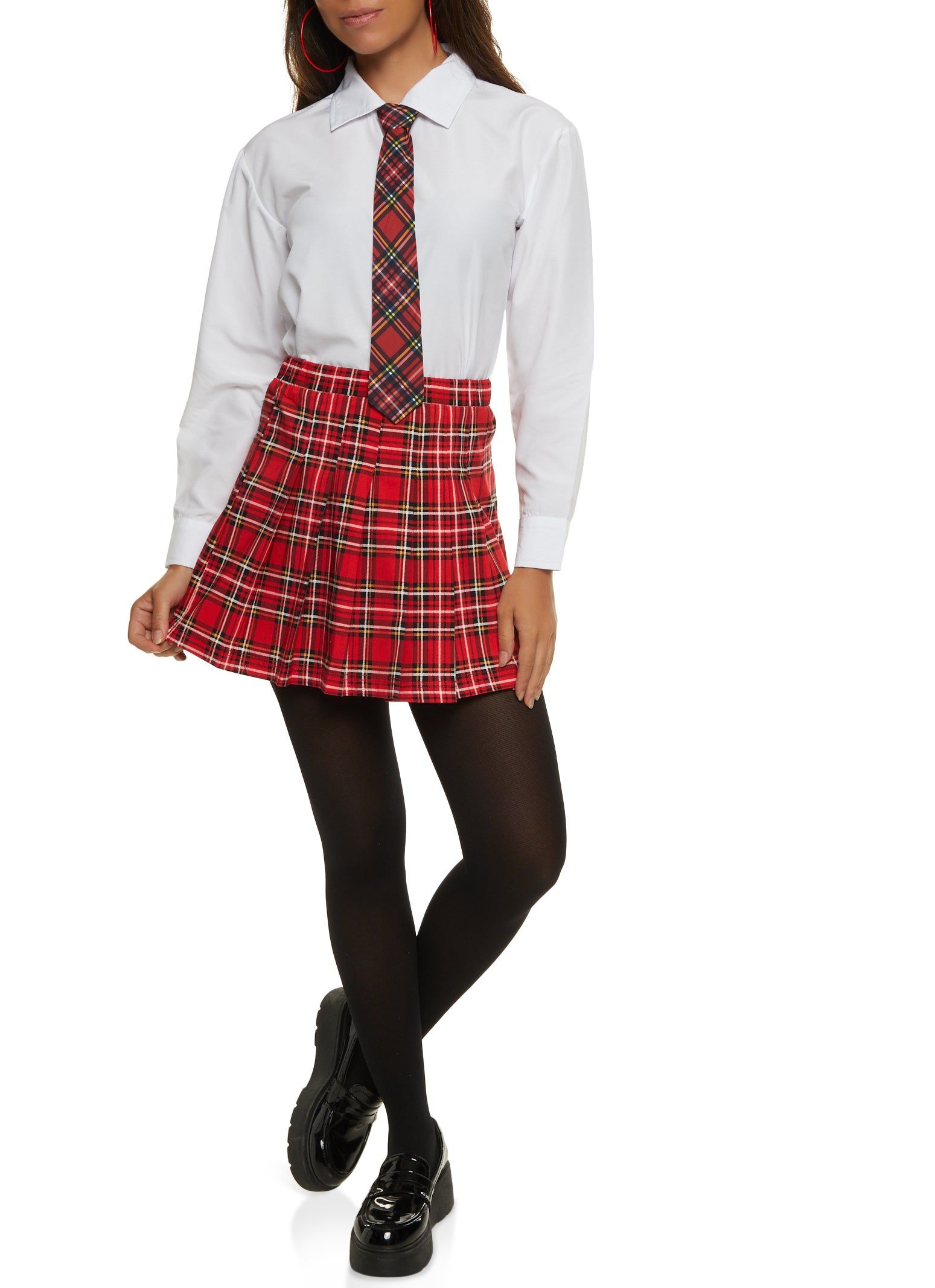 Button Front Shirt with Plaid Tie sold by Rainbow product image thumbnail 2