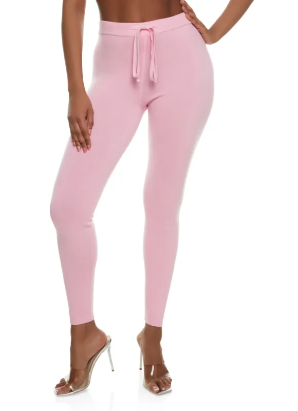 Ribbed High Waist Drawstring Leggings sold by Rainbow