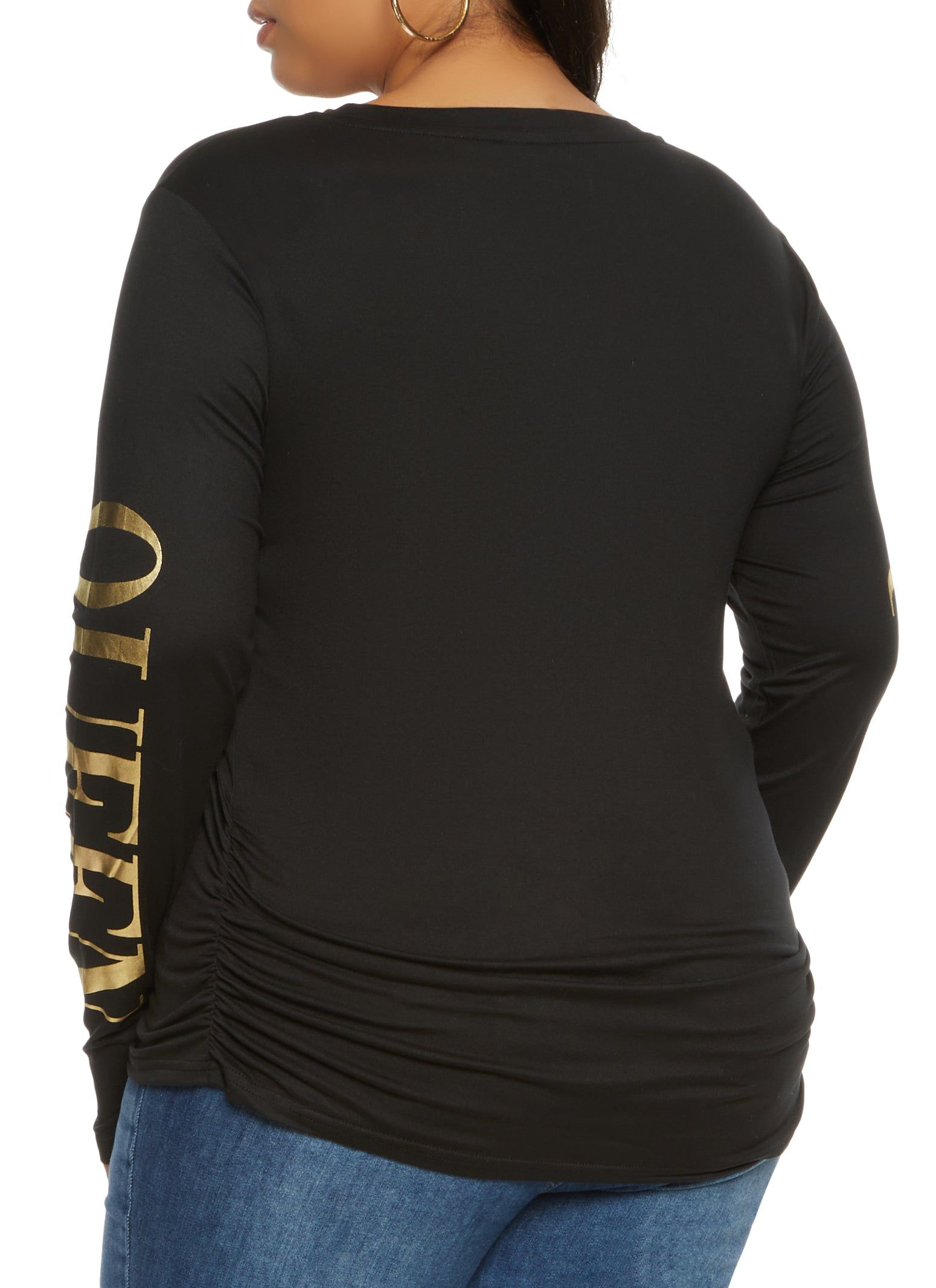 Plus Size Queen Bee Foil Screen Graphic Long Sleeve Tee sold by Rainbow product image thumbnail 2