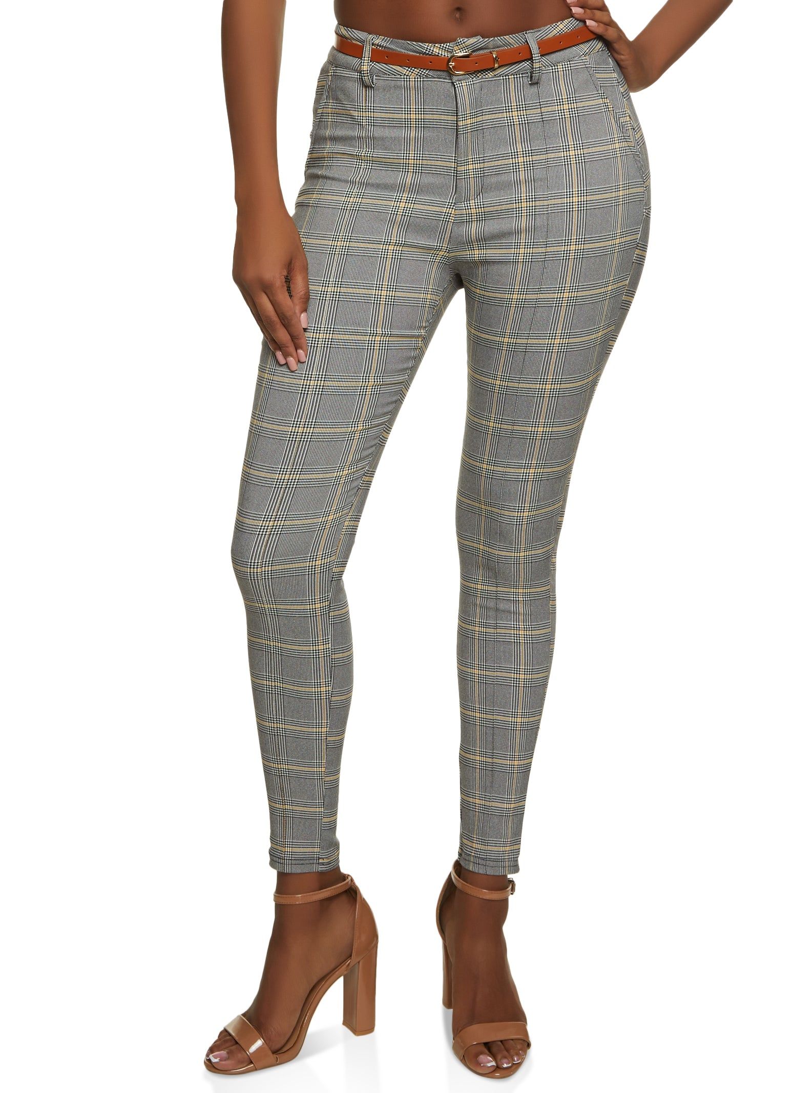 Plaid Belted Dress Pants sold by Rainbow